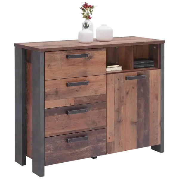 Carryhome KOMODA, hnědá, tmavě šedá, tmavě hnědá, 107/88,5/41,3 cm