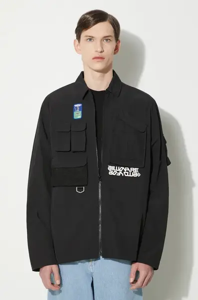 Bunda Billionaire Boys Club Multi Pocket Overshirt pánská, černá barva, přechodná, B24239