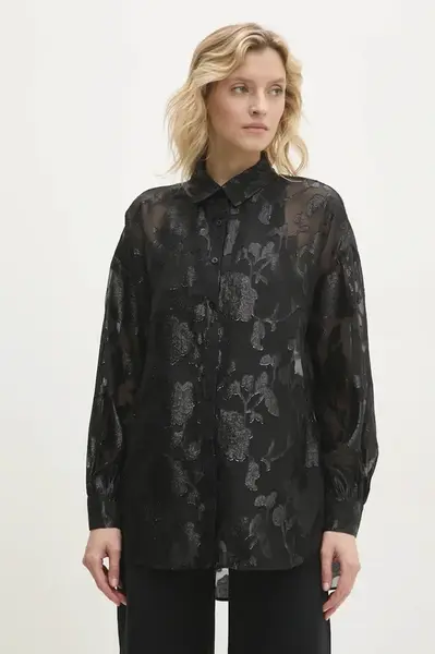 Košile Answear.LAB dámská, černá barva, relaxed, s klasickým límcem