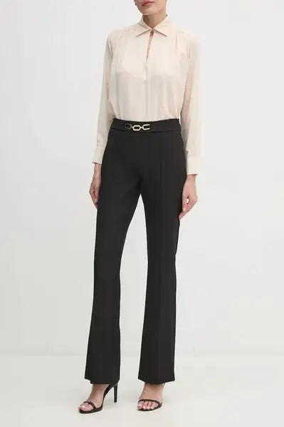 Kalhoty Artigli dámské, černá barva, zvony, high waist, ACPA000038