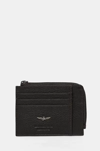 Kožená peněženka Aeronautica Militare hnědá barva, AM187