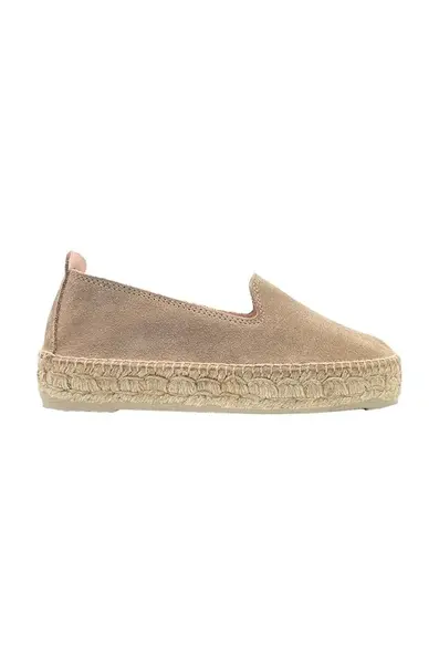 Semišové espadrilky Manebi Double Sole Espadrilles hnědá barva, na platformě, W 1.9 D0