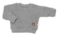 Baby Nellys Rostoucí oversize pletený svetřík pro miminko, šedý vel.  68/74