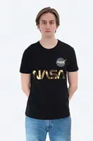 Bavlněné tričko Alpha Industries NASA Reflective T černá barva, s potiskem, 178501.365