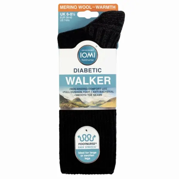 IOMI Diabetik vychádzkové zdravotné ponožky MERINO vlna bez gumičiek - Veľkosť ponožky 43-45