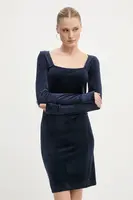 Velurové šaty G-Star tmavomodrá barva, mini, D25040-D422