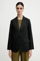 Plátěné sako Sisley bílá barva, jednořadá, hladká