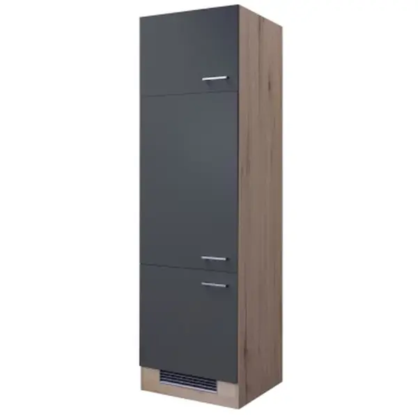 Kuchyňská skříň pro vestavnou lednici Tiago, dub san remo/šedá, 60 cm