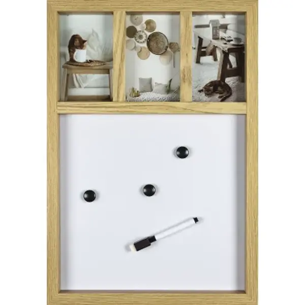 Fotorámeček pro 3 ks, magnetická tabule 33x48x2,5 cm
