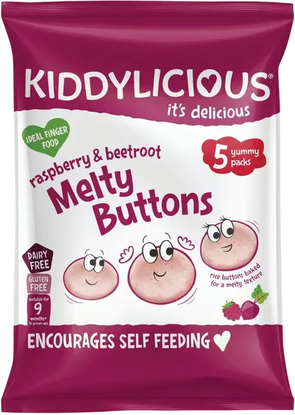 KIDDYLICIOUS Ovocno - zeleninové knoflíčky Malina s řepou 5 x 6 g