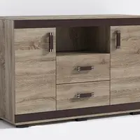 Komoda P15 120cm Barva korpusu: Wenge, Lišta: Dub - sonoma, Barva dvířek: Šedá