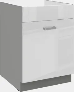 Spodní skříňka 60 ZL 1S BB - Premium Box Barva korpusu: Šedá, Barva dvířek: Bílý lesk (Blanka)