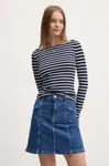 Tričko s dlouhým rukávem Tommy Jeans tmavomodrá barva, DW0DW19817