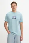 Bavlněné tričko Calvin Klein pánské, modrá barva, s potiskem, LV04RC854G