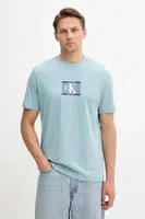 Bavlněné tričko Calvin Klein pánské, modrá barva, s potiskem, LV04RC854G