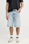 Džínové šortky Calvin Klein Jeans pánské, modrá barva, J30J327529