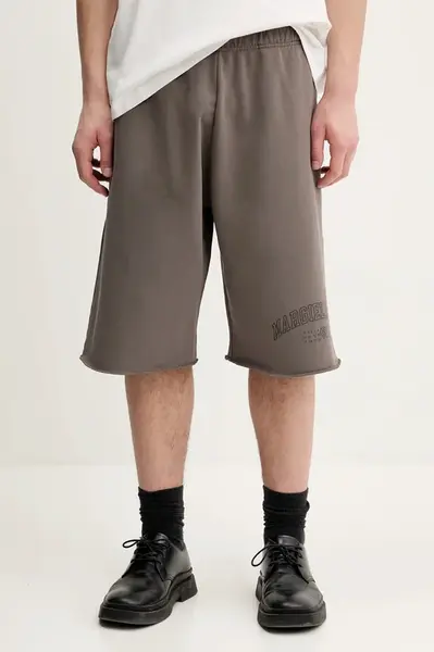 Bavlněné šortky MM6 Maison Margiela pánské, hnědá barva, SH0MU0016.M25012