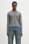 Vlněný svetr Norse Projects Norse Standard Merino Lambswool Polo pánský, šedá barva, N45.0621.1500