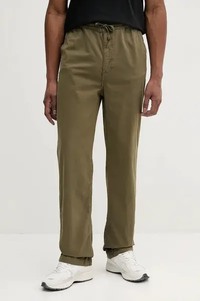 Bavlněné kalhoty Alpha Industries Basic Cotton Pants pánské, zelená barva, jednoduché, 156214