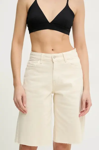 Džínové šortky Answear.LAB dámské, béžová barva, hladké, high waist