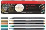 Fixa STABILO Pen 68 metalic sada 6 ks v kovovém pouzdru