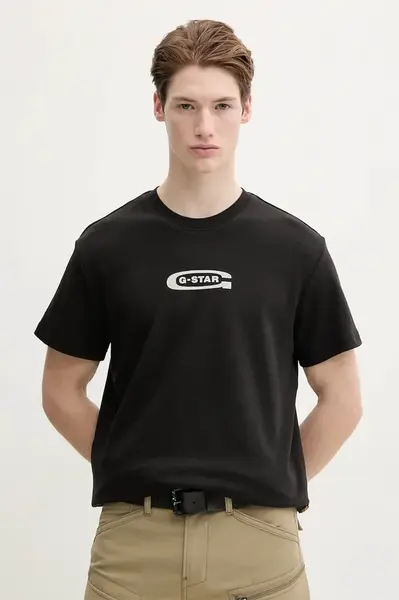 Bavlněné tričko G-Star černá barva, s potiskem, D25967-C812
