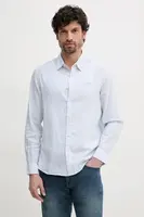 Lněná košile Pepe Jeans ARMANDO pánská, modrá barva, regular, s klasickým límcem, PM309028