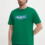 Bavlněné tričko Pepe Jeans PICTHON zelená barva, s potiskem, PM509782