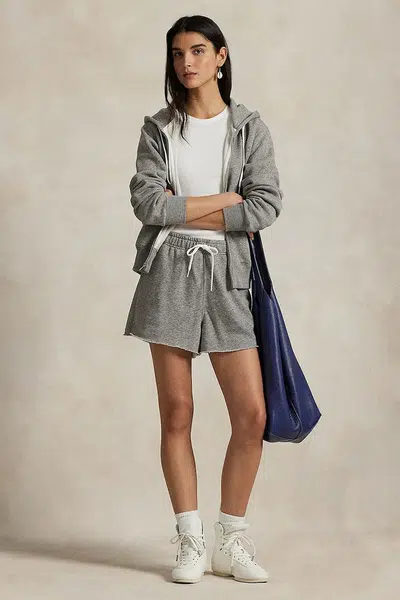 Kraťasy Polo Ralph Lauren dámské, šedá barva, medium waist, 211965103