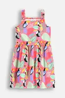 Šaty Coccodrillo růžová barva, midi, TROPICAL STORY GIRL KIDS