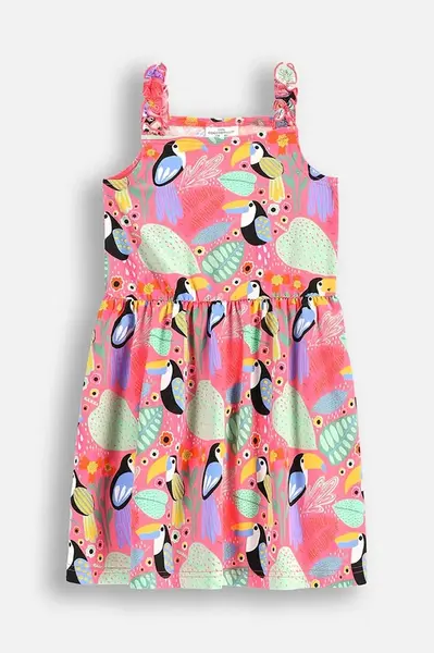 Šaty Coccodrillo růžová barva, midi, TROPICAL STORY GIRL KIDS