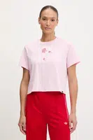 Bavlněné tričko adidas W MINI dámské, růžová barva, JV6088