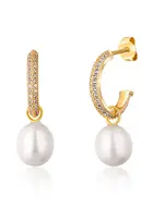 JwL Luxury Pearls Nádherné pozlacené náušnice kruhy s pravými perlami 2v1 JL0771