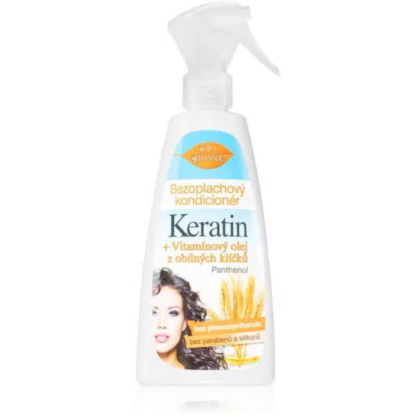 Bione Cosmetics Keratin + Obilné klíčky bezoplachový kondicionér ve spreji 260 ml