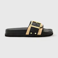 Pantofle AllSaints Ellie Raffia Slider dámské, černá barva, W003FD