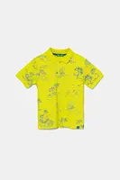 Dětská bavlněná polokošile United Colors of Benetton zelená barva, vzorovaná, 36Y4G300Y