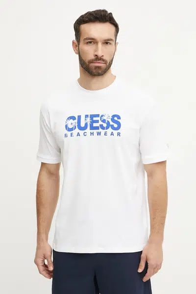 Bavlněné tričko Guess bílá barva, s potiskem, F5GI11 I3Z14