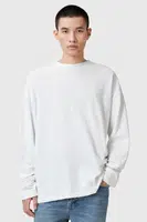 Bavlněné tričko s dlouhým rukávem AllSaints FOSTER bílá barva, M026JC