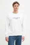 Bavlněná mikina Pepe Jeans pánská, bílá barva, vzorovaná, PM582922