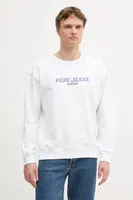 Bavlněná mikina Pepe Jeans pánská, bílá barva, vzorovaná, PM582922