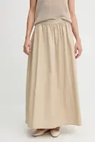 Bavlněná sukně United Colors of Benetton béžová barva, maxi, áčková, 4TPUD004I