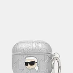 Pouzdro na airpod Karl Lagerfeld AirPods 4 stříbrná barva, KLA4PGKIPS