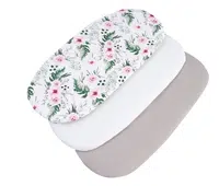 Medi Partners 3 – Pak – Fitted sheet for stroller – cotton – Flowers Pink – White – Gray