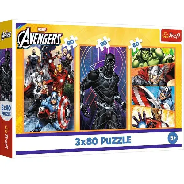 Trefl Puzzle 3 x 80 Marvel - Dny plné akce