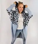 Pri Long cardigan colorful leopard sweater with wool