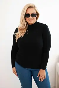 Kesi Włoski Dámský svetr Plus Size z viskózy s rolákem černý