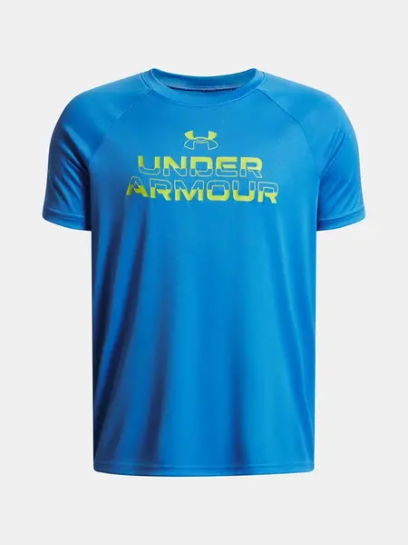 Chlapecké tričko Under Armour UA Tech Split Wordmark SS-BLU - Kluci