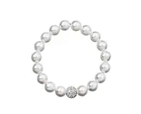 Evolution Group - Pavona Perlový náramek s čirými krystaly 33074.1 bílá