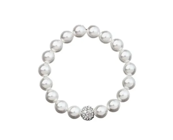 Evolution Group - Pavona Perlový náramek s čirými krystaly 33074.1 bílá