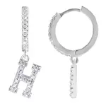 Troli Kruhová ocelová single náušnice "H" se zirkony